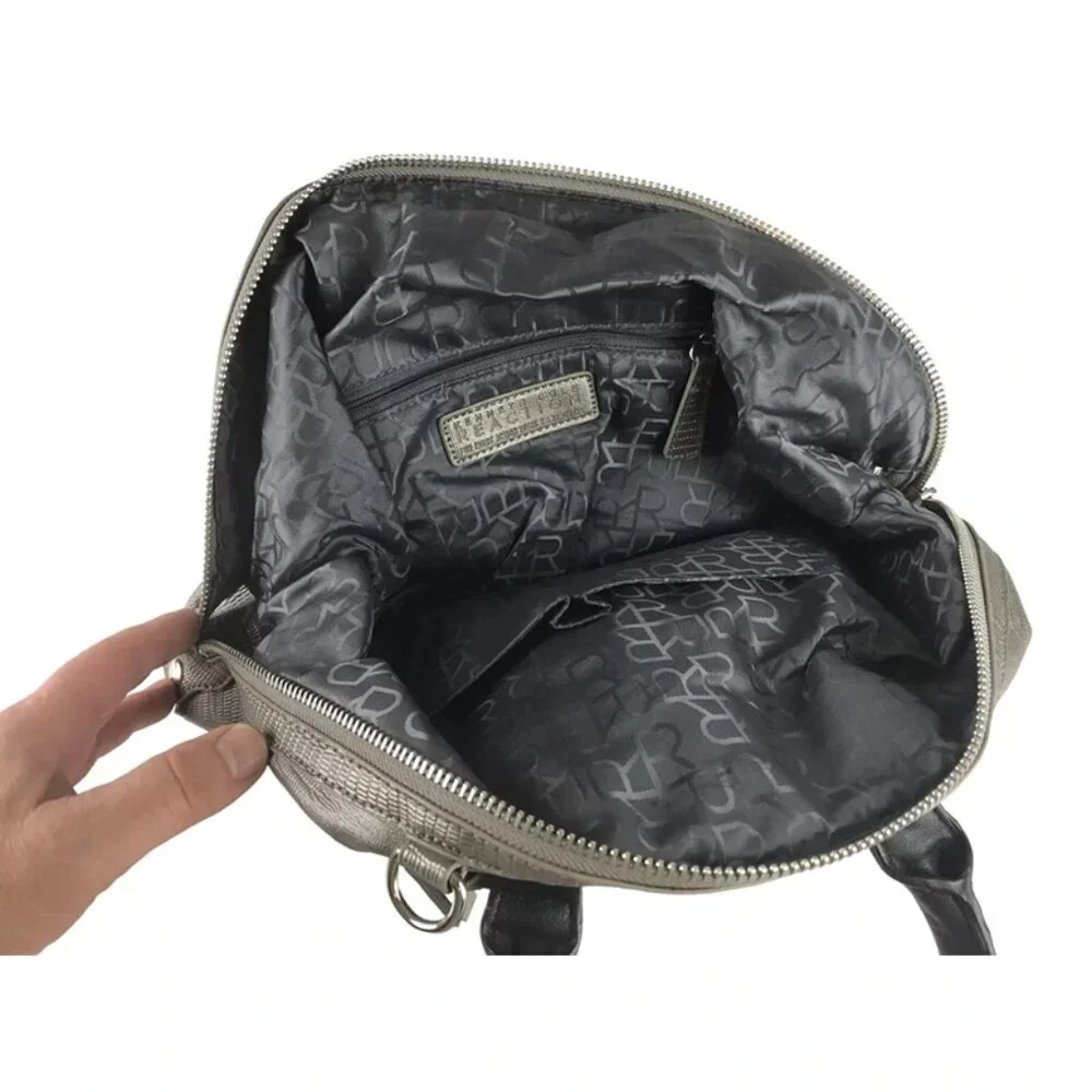 Kenneth Cole Reaction Womens Metallic Gray Handbag Inner Pocket Size‎ Medium